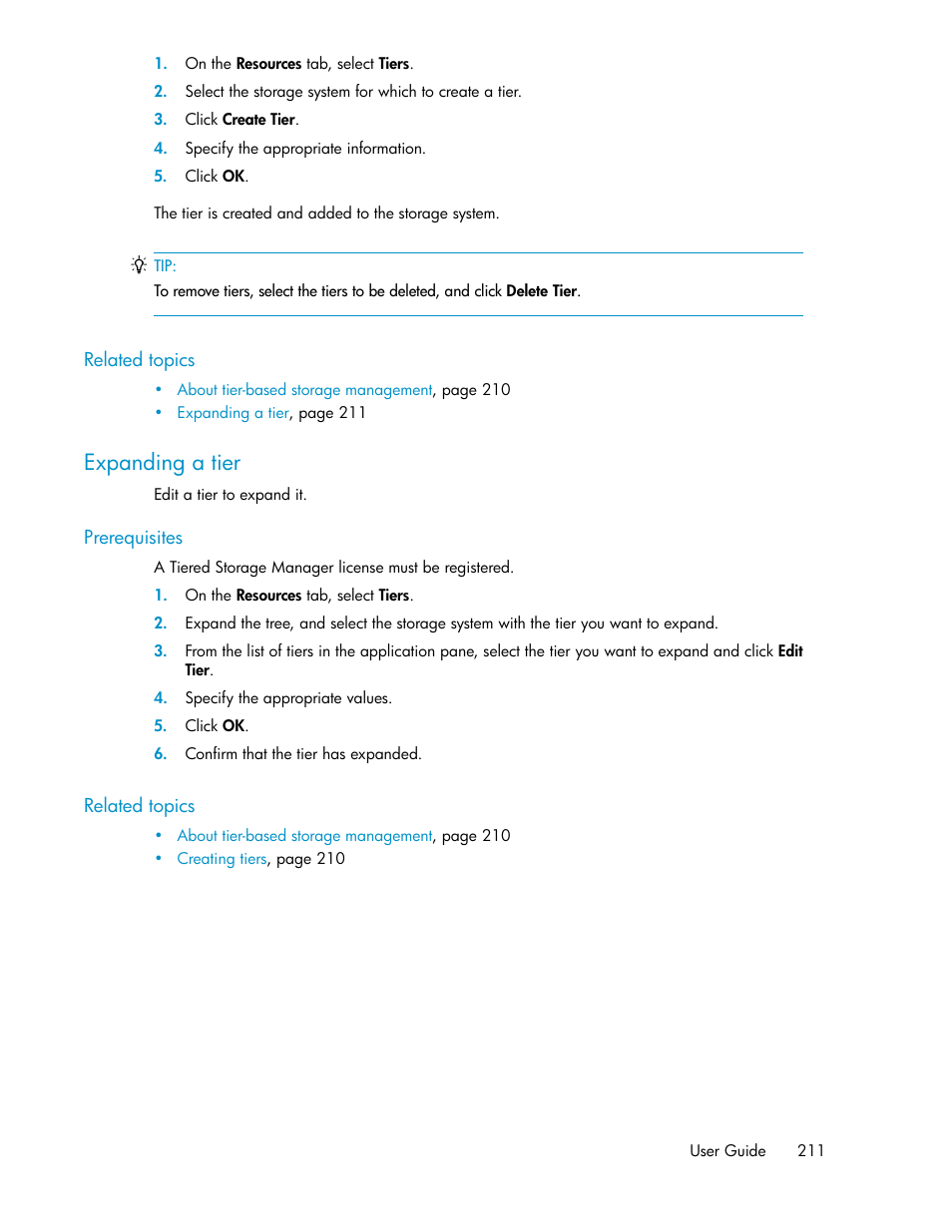 Expanding a tier | HP XP Array Manager Software User Manual | Page 211 / 282