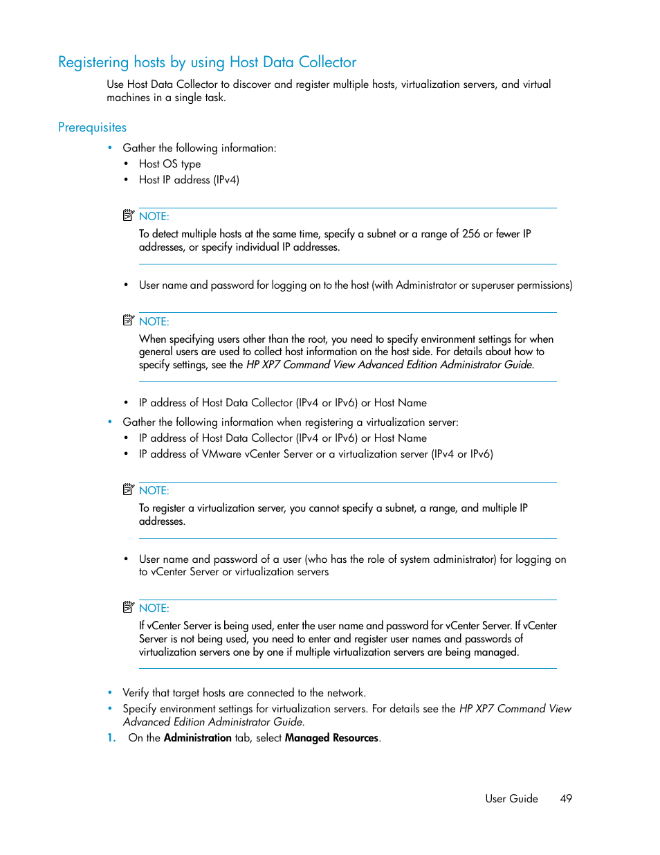 Registering hosts by using host data collector | HP XP Array Manager Software User Manual | Page 49 / 282