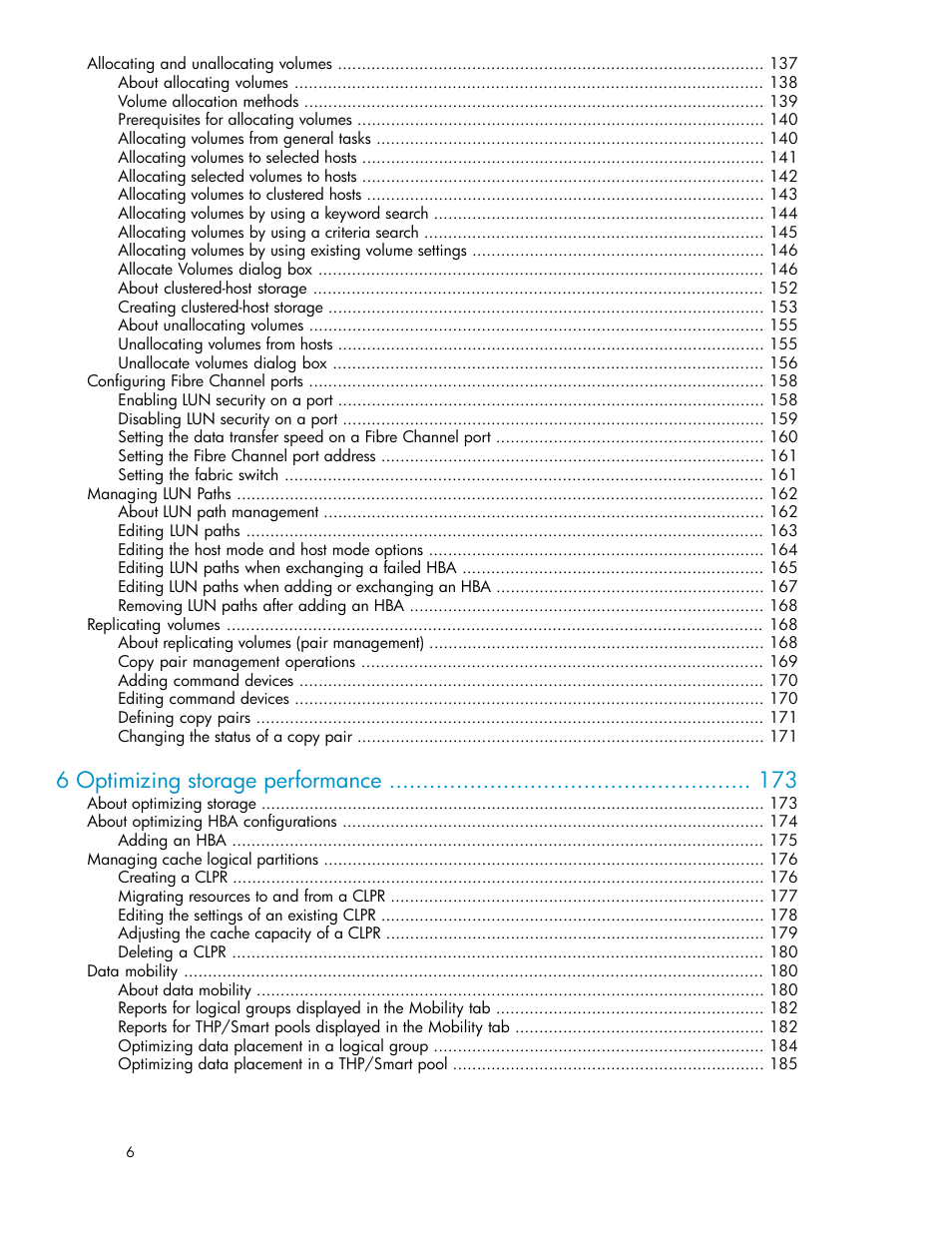 6 optimizing storage performance | HP XP Array Manager Software User Manual | Page 6 / 282