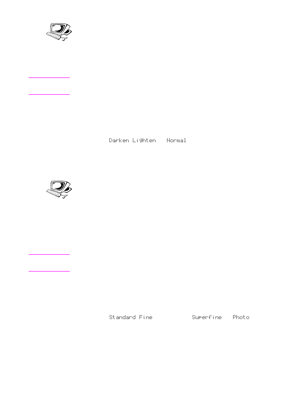 Adjusting the contrast, Adjusting the resolution, Adjusting the contrast adjusting the resolution | HP LaserJet 3100 All-in-One Printer series User Manual | Page 71 / 286