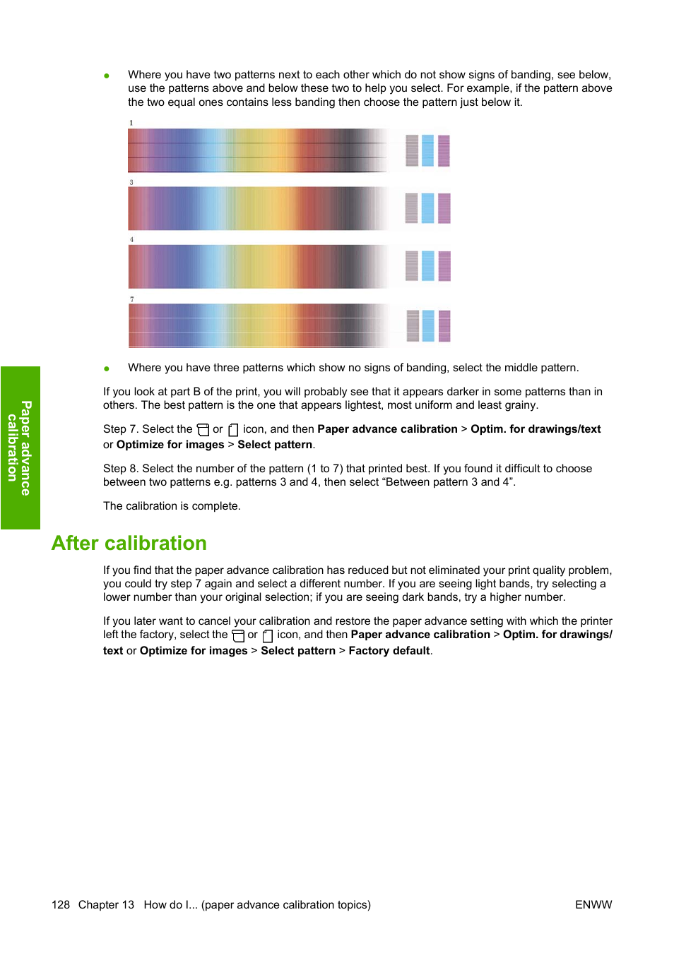 After calibration | HP Designjet 4520 Printer series User Manual | Page 138 / 235