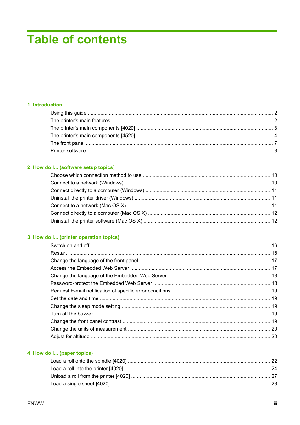 HP Designjet 4520 Printer series User Manual | Page 3 / 235