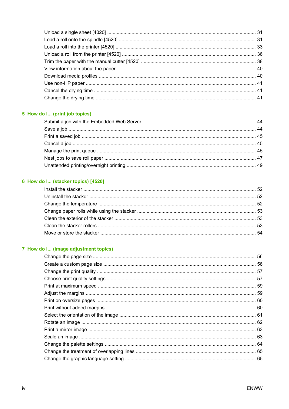 HP Designjet 4520 Printer series User Manual | Page 4 / 235