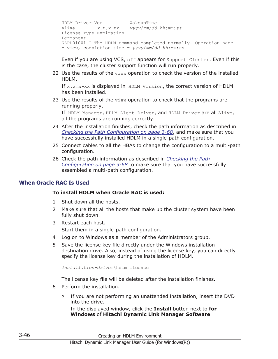 When oracle rac is used -46, When oracle rac is used | HP Hitachi Dynamic Link Manager Software User Manual | Page 112 / 422