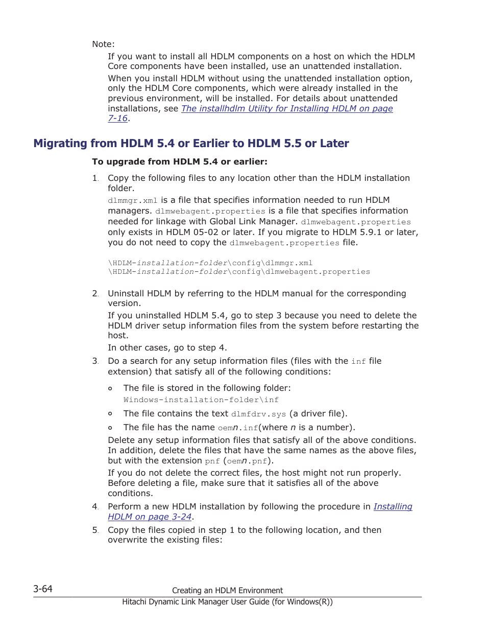 Migrating, Migrating from hdlm | HP Hitachi Dynamic Link Manager Software User Manual | Page 130 / 422