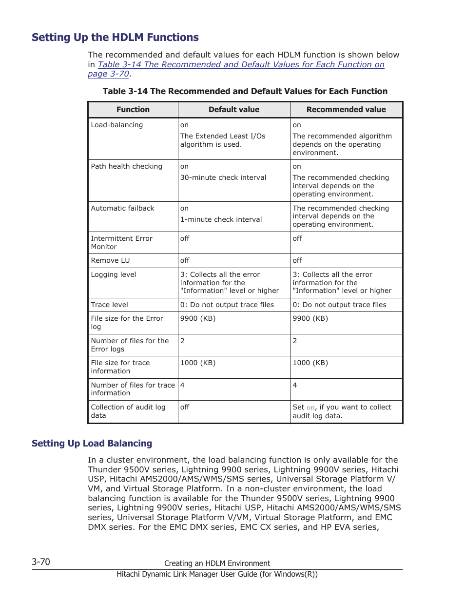 Setting up the hdlm functions, Setting up the hdlm functions -70, Setting up load balancing -70 | Setting up the hdlm | HP Hitachi Dynamic Link Manager Software User Manual | Page 136 / 422