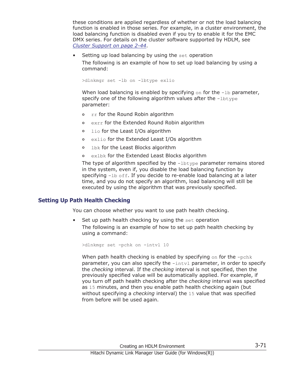 Setting up path health checking -71 | HP Hitachi Dynamic Link Manager Software User Manual | Page 137 / 422