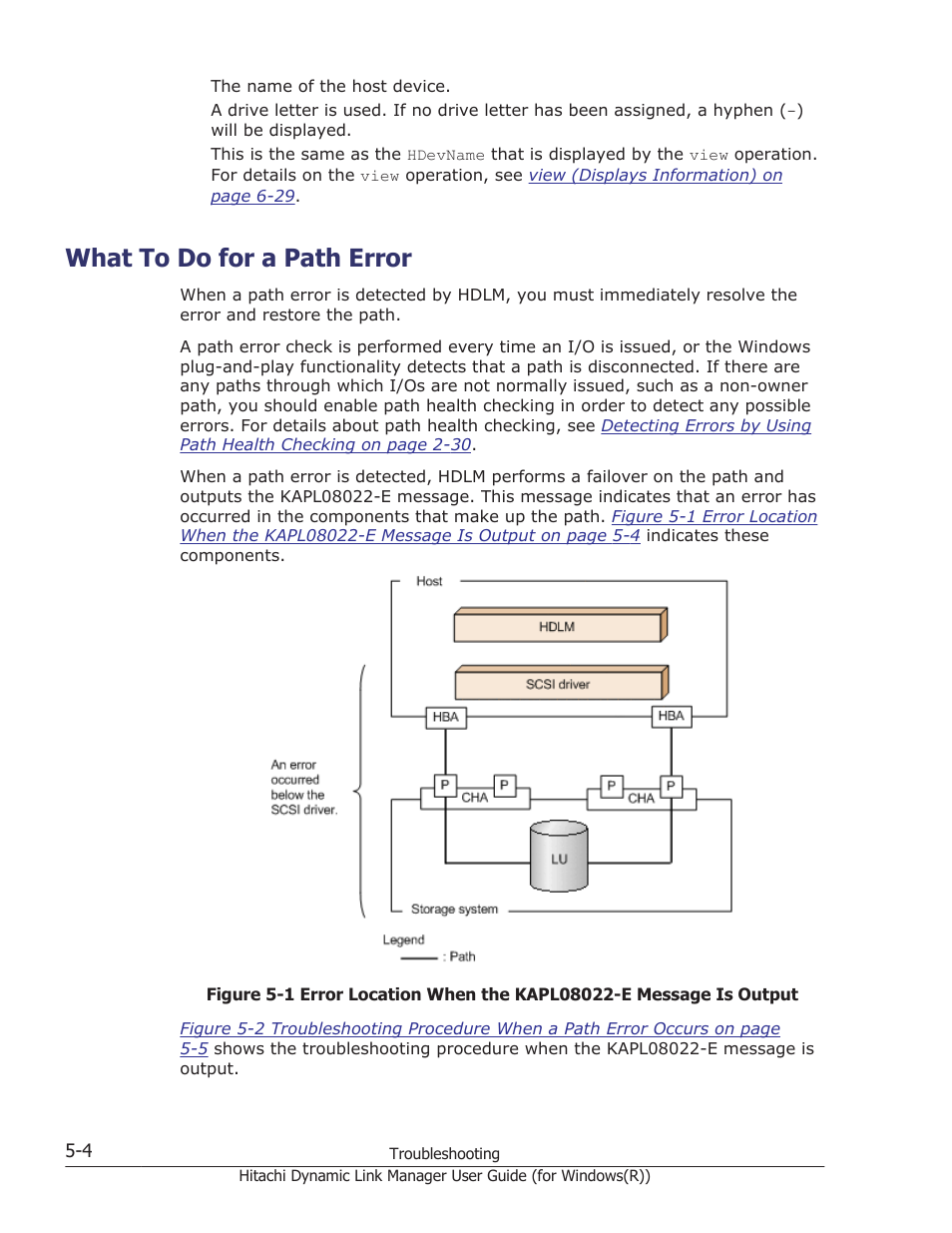 What to do for a path error, What to do for a path error -4, What to do for a path | HP Hitachi Dynamic Link Manager Software User Manual | Page 184 / 422