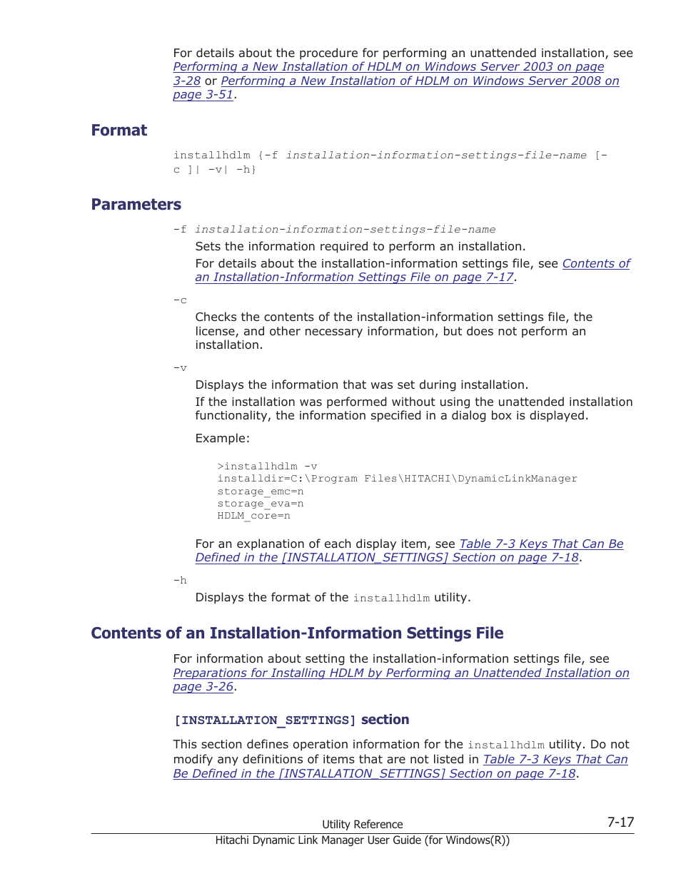 Format, Parameters, Format -17 | Parameters -17, File, see | HP Hitachi Dynamic Link Manager Software User Manual | Page 271 / 422