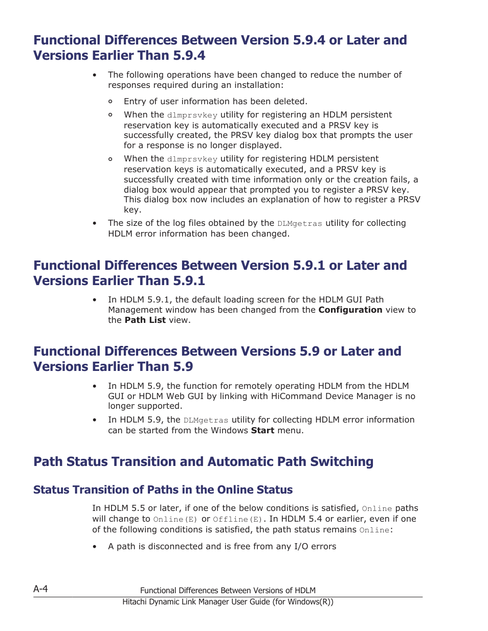 Status transition of paths in the online status | HP Hitachi Dynamic Link Manager Software User Manual | Page 398 / 422