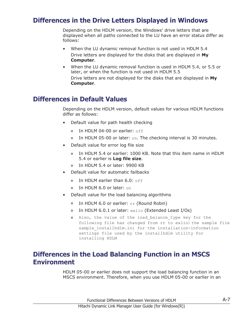Differences in default values | HP Hitachi Dynamic Link Manager Software User Manual | Page 401 / 422
