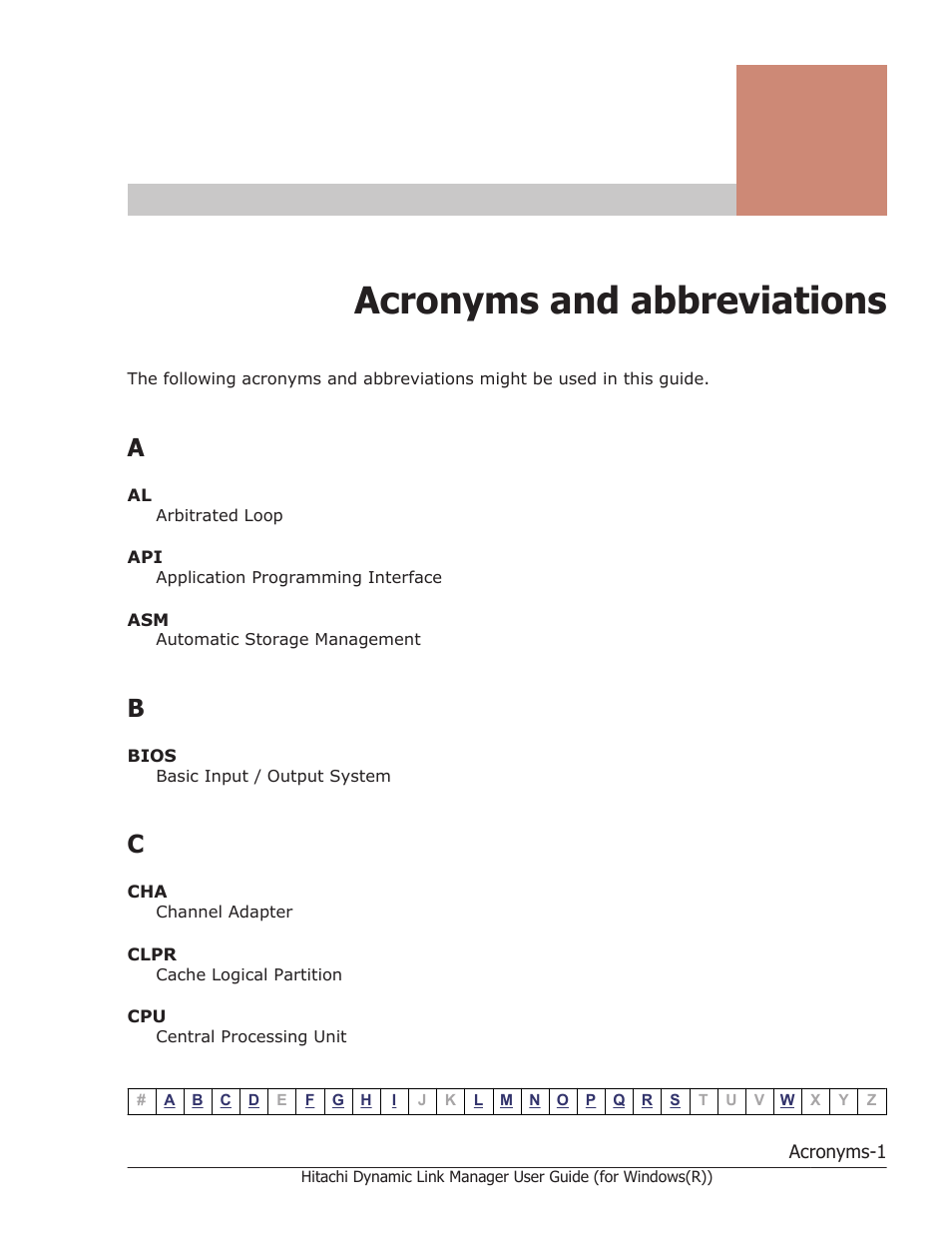 Acronyms and abbreviations | HP Hitachi Dynamic Link Manager Software User Manual | Page 403 / 422