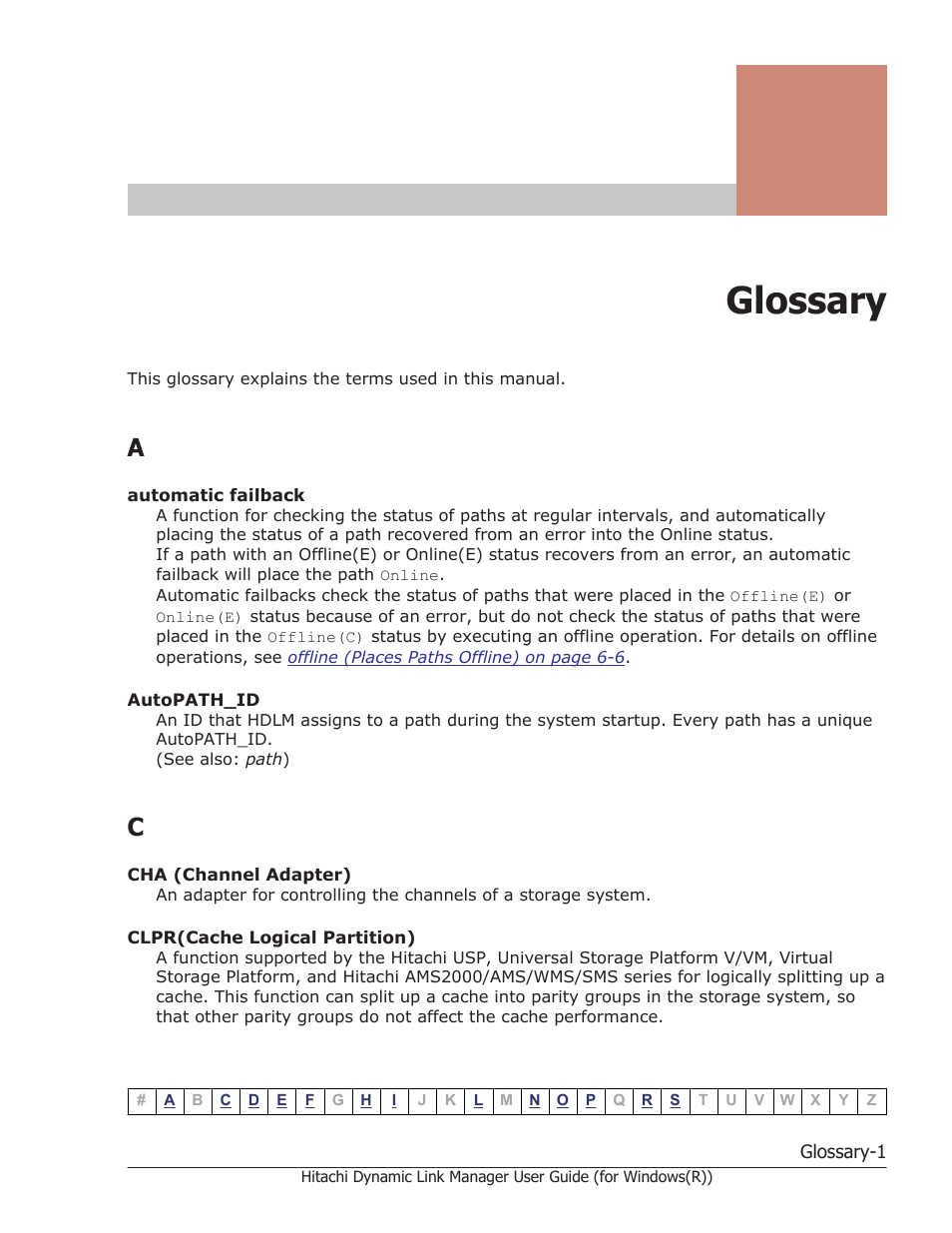 Glossary | HP Hitachi Dynamic Link Manager Software User Manual | Page 409 / 422