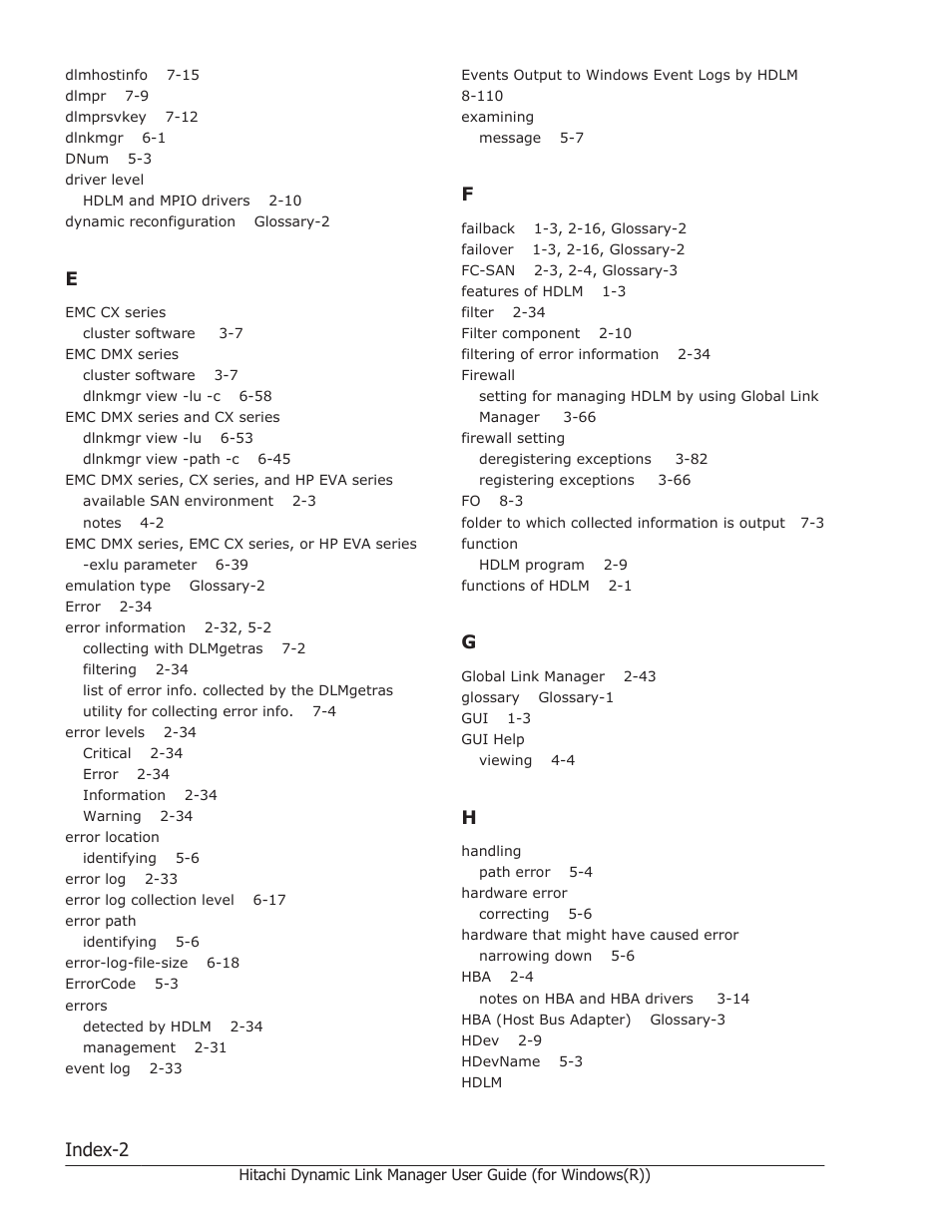 Index-2 | HP Hitachi Dynamic Link Manager Software User Manual | Page 416 / 422