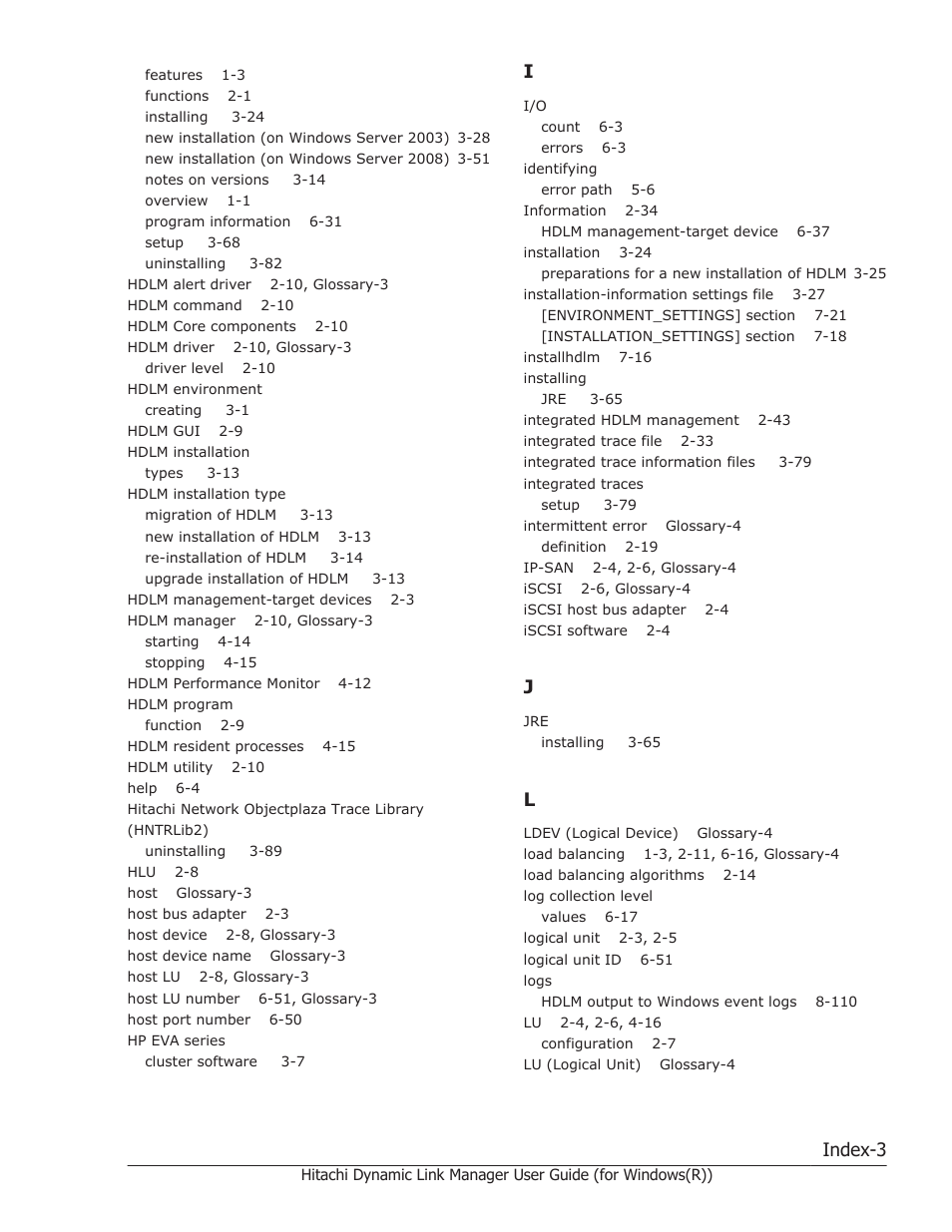 Index-3 | HP Hitachi Dynamic Link Manager Software User Manual | Page 417 / 422