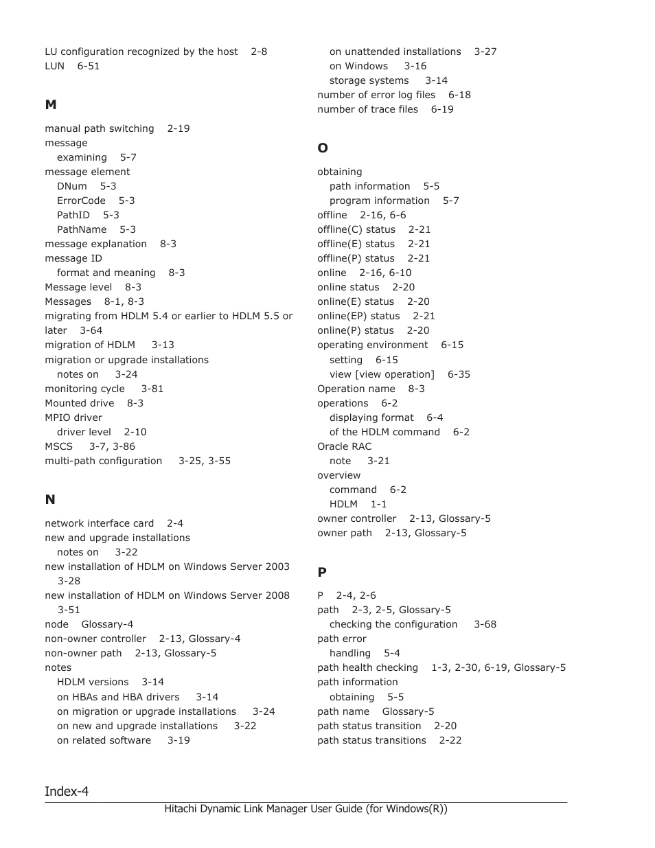 Index-4 | HP Hitachi Dynamic Link Manager Software User Manual | Page 418 / 422