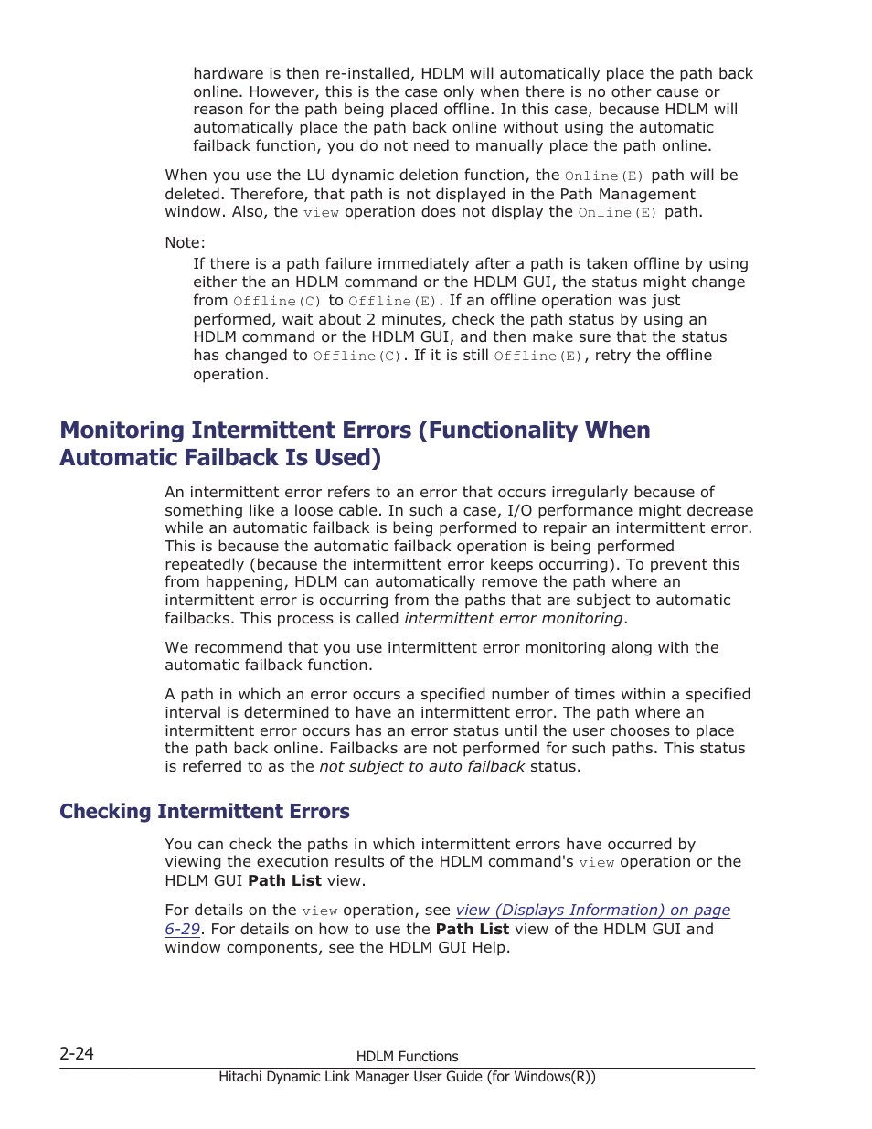 Checking intermittent errors, Checking intermittent errors -24 | HP Hitachi Dynamic Link Manager Software User Manual | Page 44 / 422
