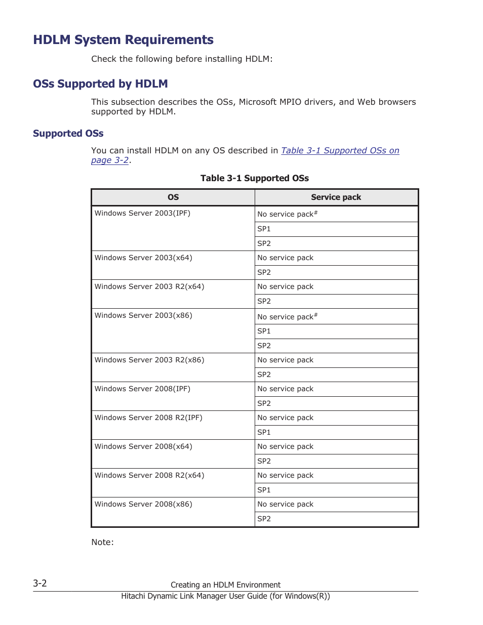 Hdlm system requirements, Oss supported by hdlm, Hdlm system requirements -2 | Oss supported by hdlm -2, Supported oss -2 | HP Hitachi Dynamic Link Manager Software User Manual | Page 68 / 422