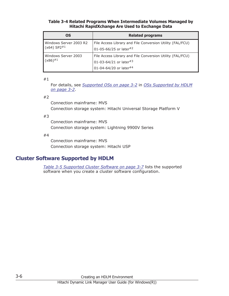 Cluster software supported by hdlm, Cluster software supported by hdlm -6, Cluster software supported by | HP Hitachi Dynamic Link Manager Software User Manual | Page 72 / 422