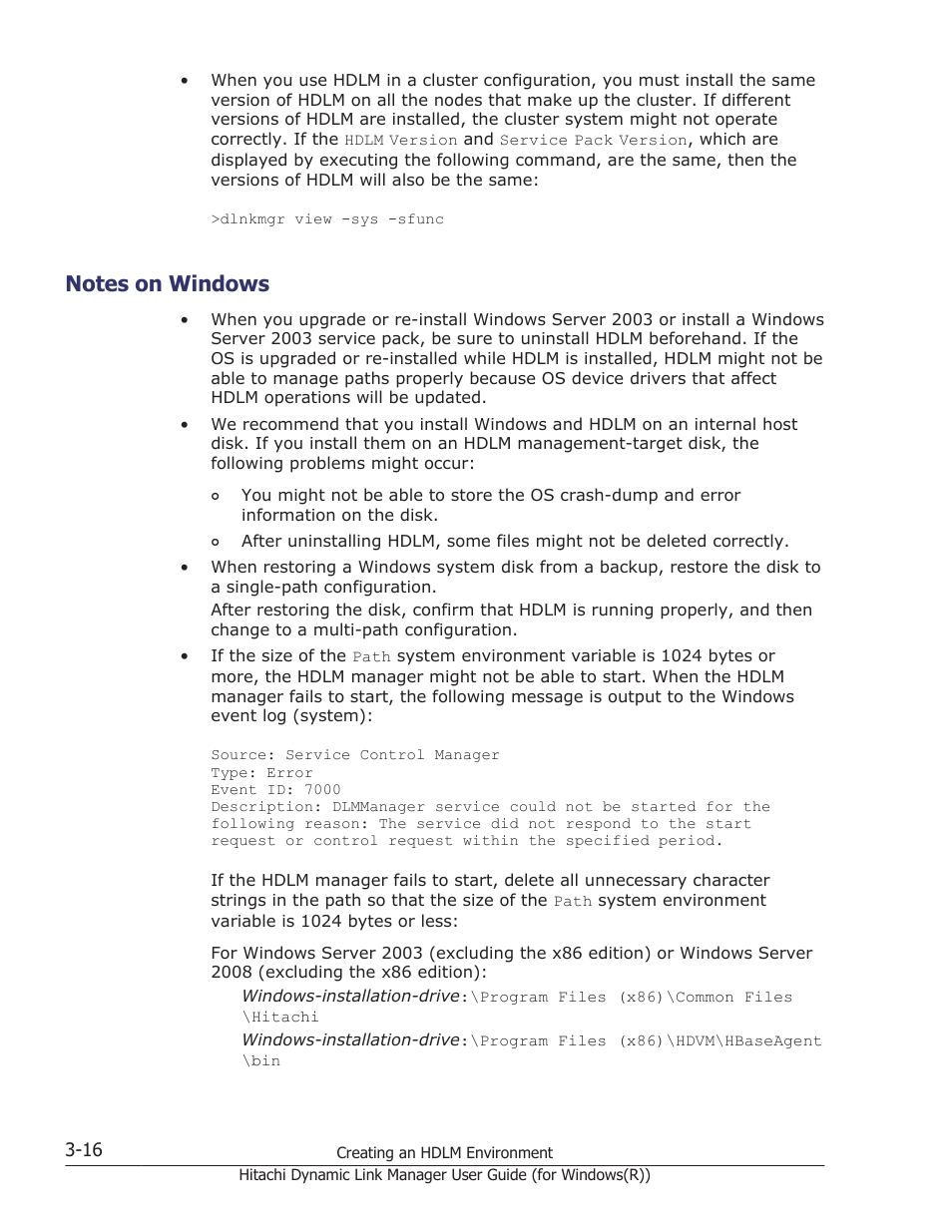 Notes on windows, Notes on windows -16 | HP Hitachi Dynamic Link Manager Software User Manual | Page 82 / 422