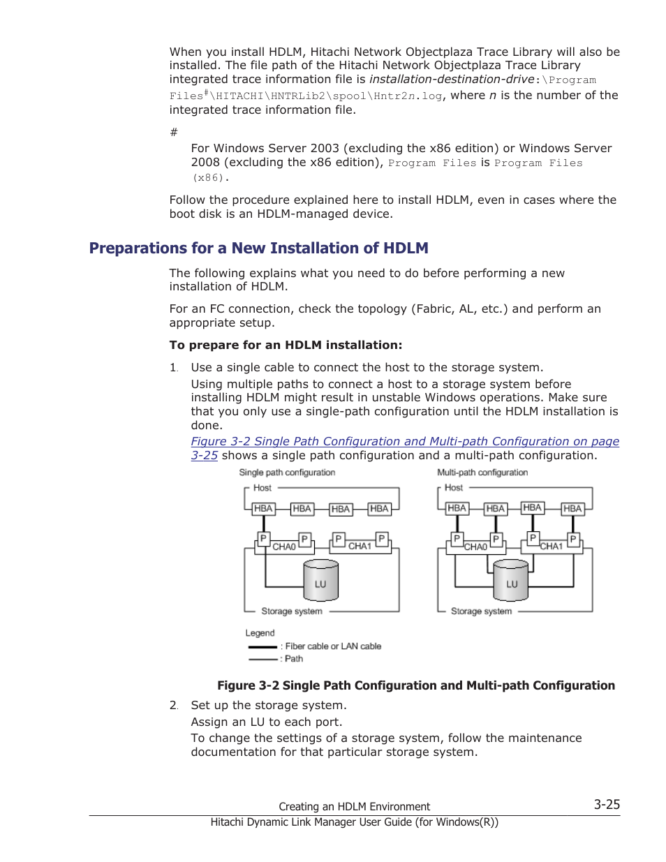 Preparations for a new installation of hdlm, Preparations for a new installation of hdlm -25 | HP Hitachi Dynamic Link Manager Software User Manual | Page 91 / 422