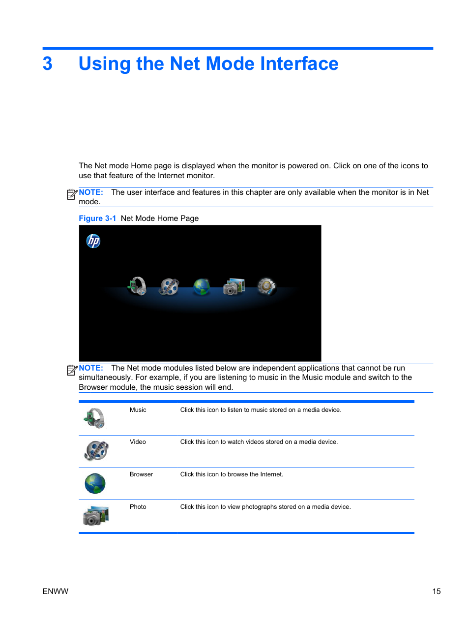 Using the net mode interface, 3 using the net mode interface, 3using the net mode interface | HP Passport 1912nm 18.5-inch Internet Monitor User Manual | Page 21 / 33
