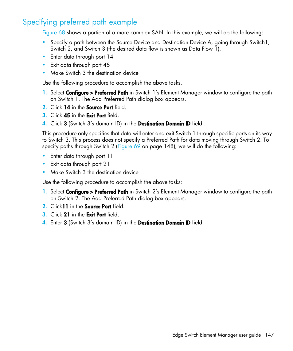Specifying preferred path example | HP StorageWorks 2.32 Edge Switch User Manual | Page 147 / 202