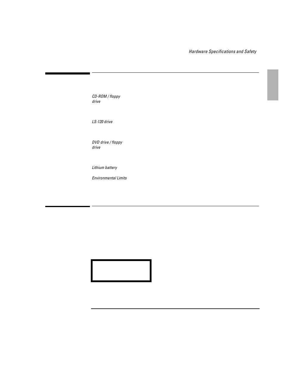 Hardware specifications and safety | HP OmniBook 7100 Notebook PC User Manual | Page 27 / 33