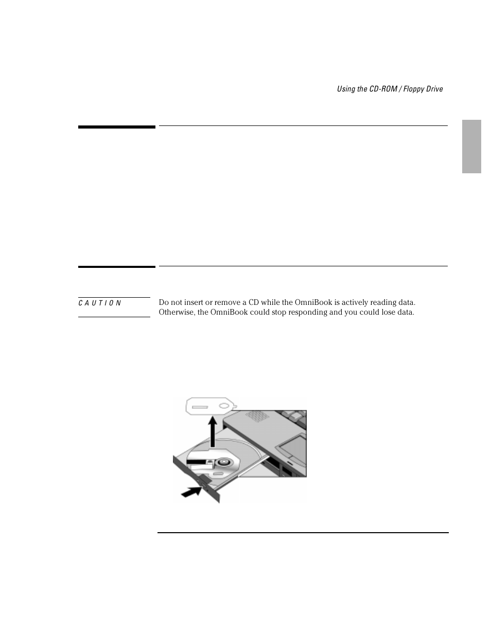 Using the cd-rom / floppy drive | HP OmniBook 7100 Notebook PC User Manual | Page 9 / 33