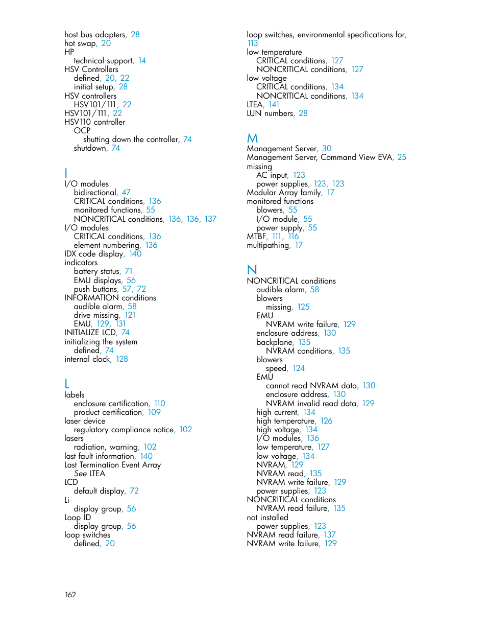 HP 3000 Enterprise Virtual Array User Manual | Page 162 / 165