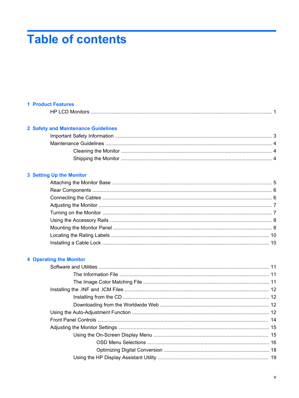 HP Compaq LE1711 17-inch LCD Monitor User Manual | Page 5 / 44