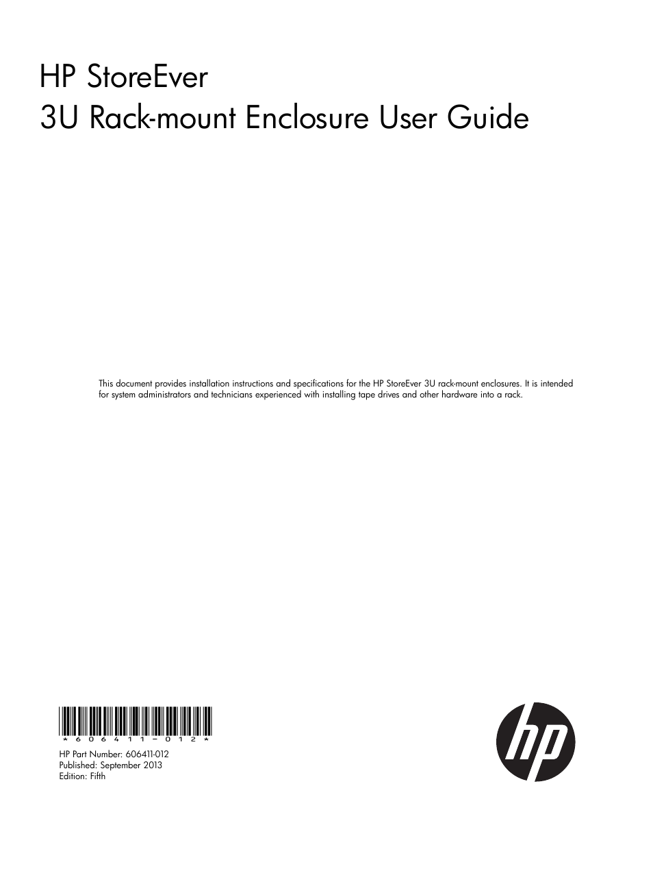 HP StoreEver Rack-mount Kits User Manual | 26 pages