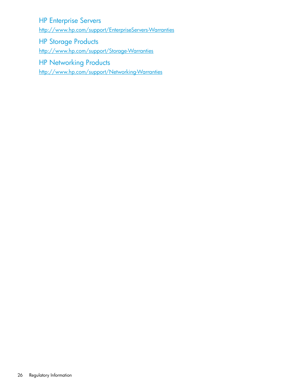 Hp enterprise servers, Hp storage products, Hp networking products | HP StoreEver Rack-mount Kits User Manual | Page 26 / 26