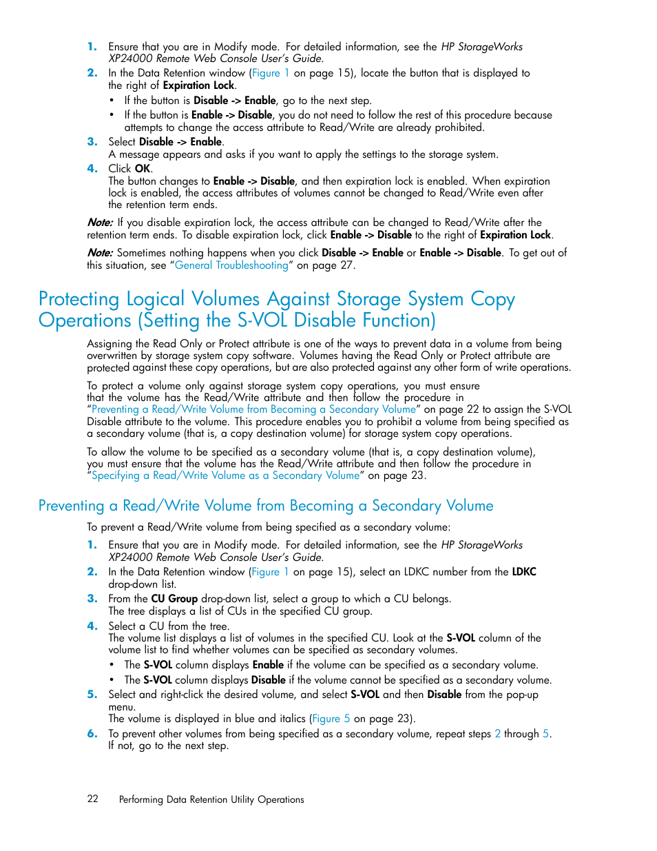 Protecting logical, S-vol disable function) | HP XP20000XP24000 Disk Array User Manual | Page 22 / 32