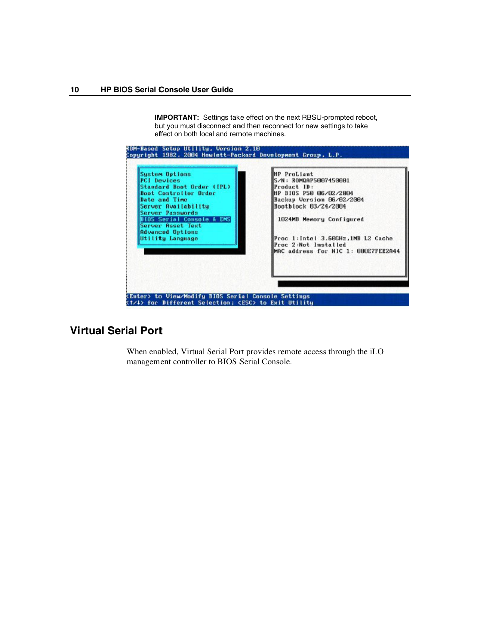 Virtual serial port | HP ProLiant xw460c Blade Workstation User Manual | Page 10 / 33