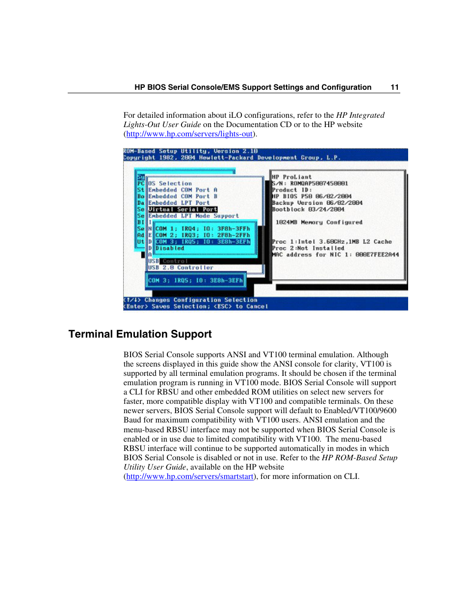 Terminal emulation support | HP ProLiant xw460c Blade Workstation User Manual | Page 11 / 33