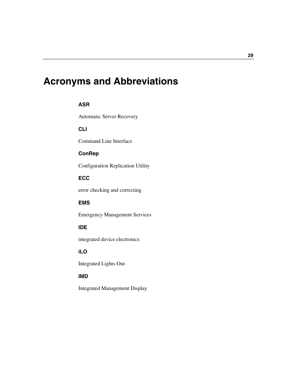 Acronyms and abbreviations | HP ProLiant xw460c Blade Workstation User Manual | Page 29 / 33