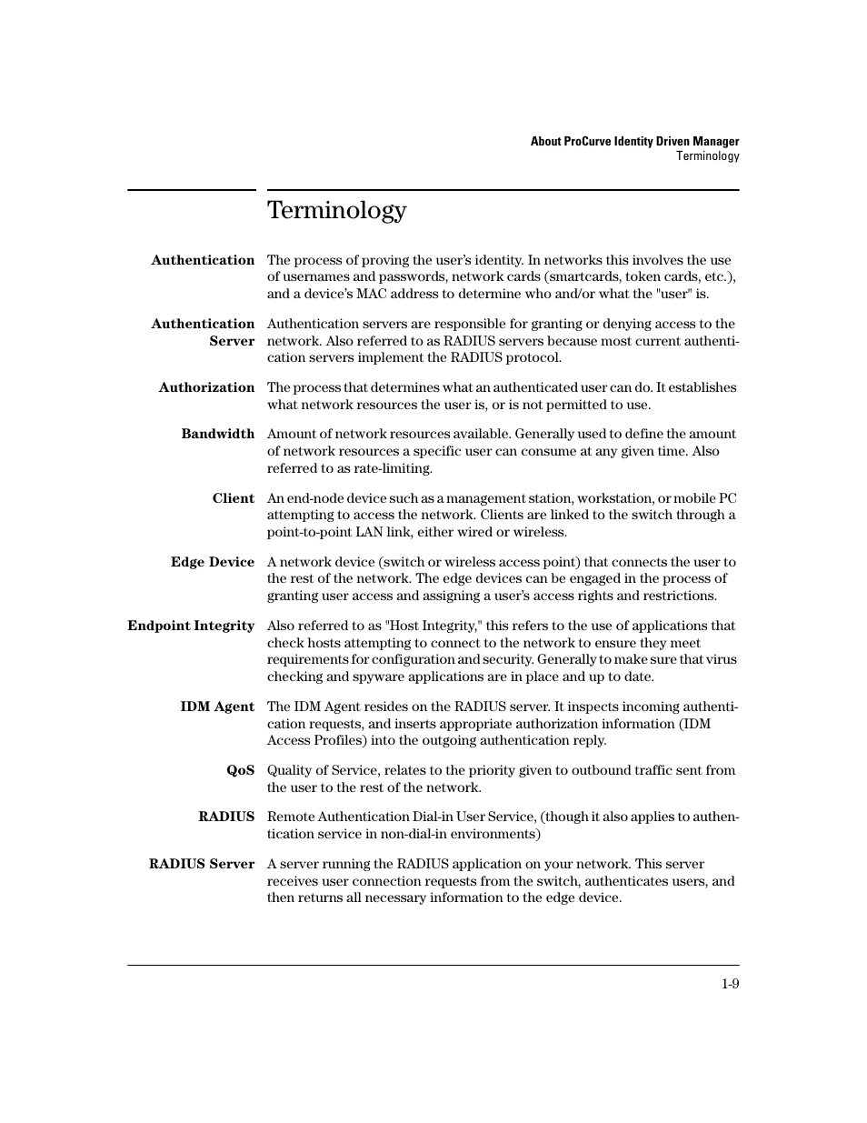 Terminology | HP Identity Driven Manager Software Licenses User Manual | Page 15 / 190