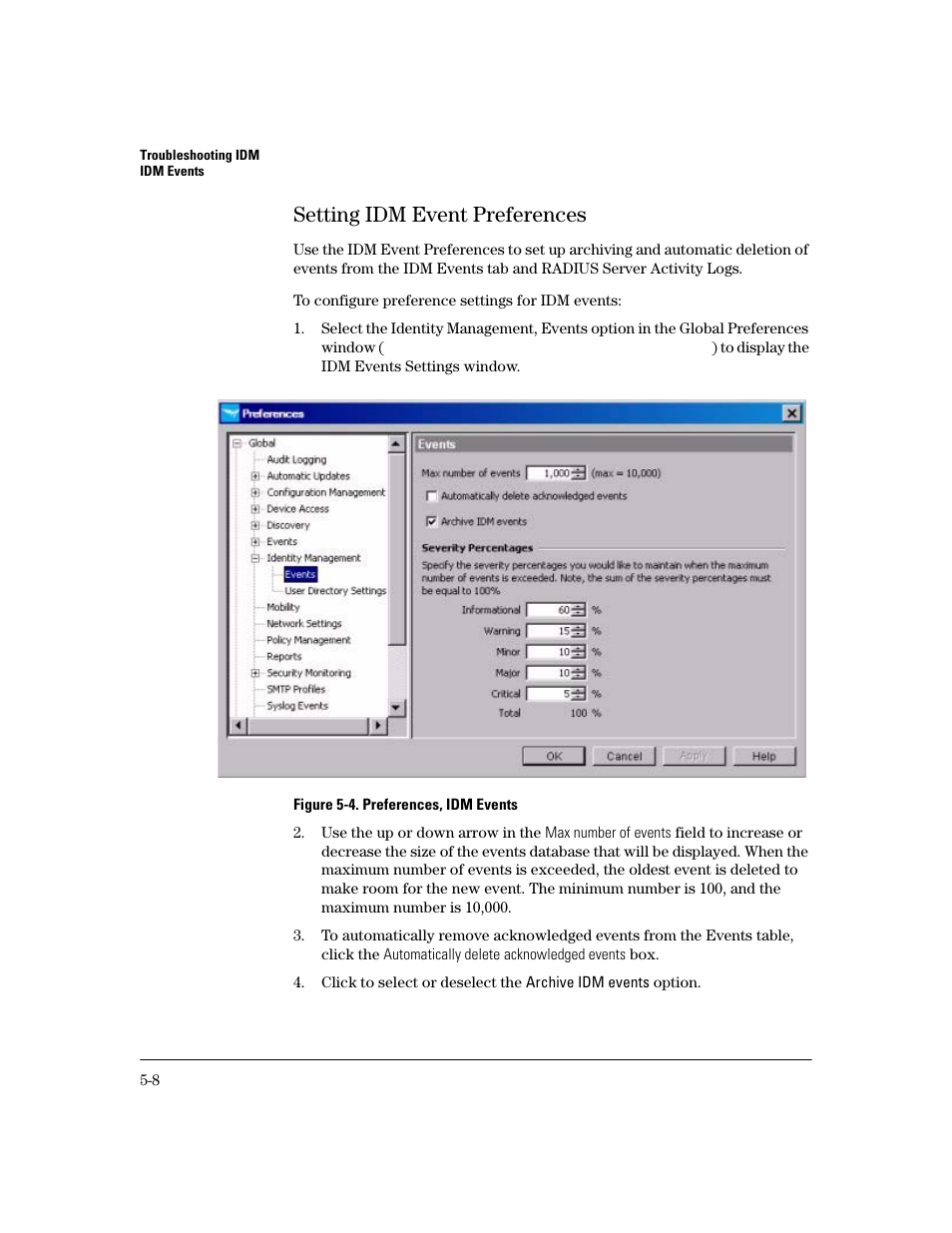 Setting idm event preferences, Setting idm event preferences -8 | HP Identity Driven Manager Software Licenses User Manual | Page 166 / 190