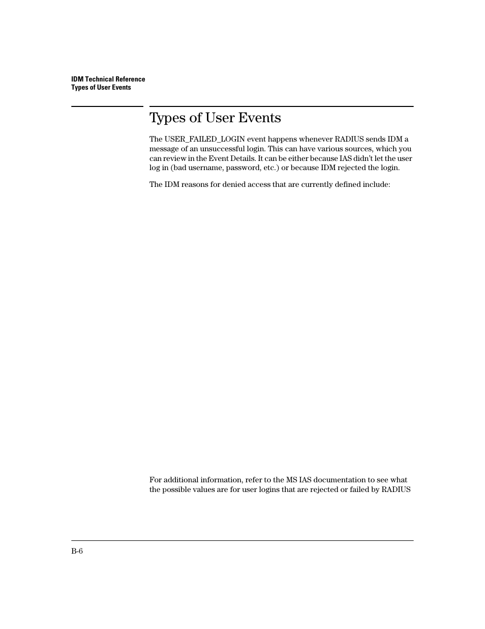 Types of user events | HP Identity Driven Manager Software Licenses User Manual | Page 186 / 190