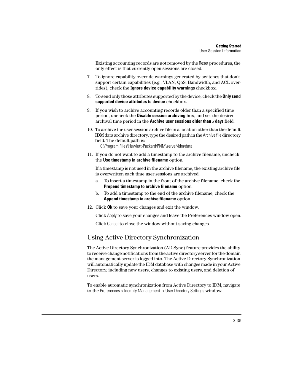 Using active directory synchronization, Using active directory synchronization -35 | HP Identity Driven Manager Software Licenses User Manual | Page 57 / 190