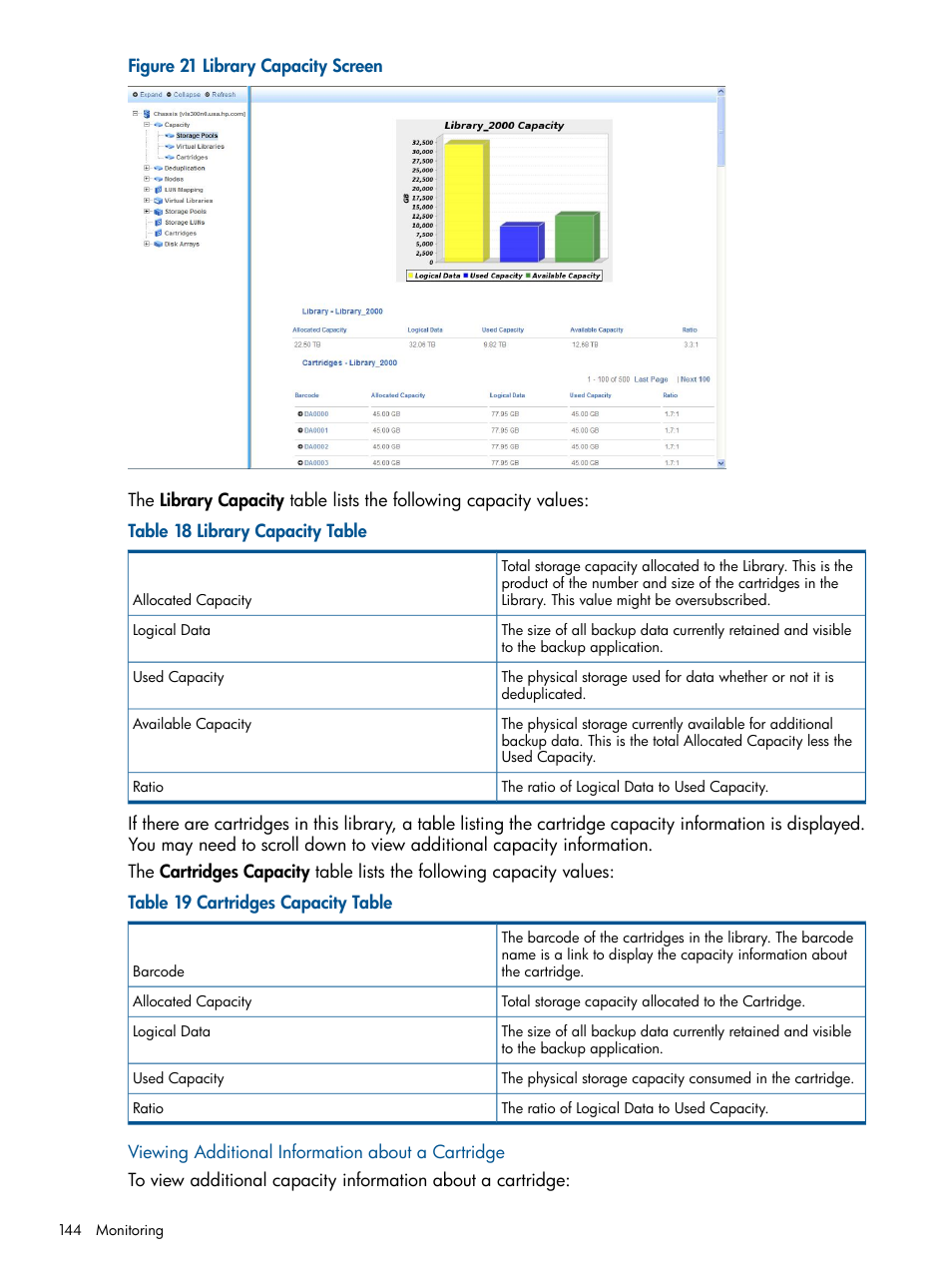 Viewing additional information about a cartridge | HP 9000 Virtual Library System User Manual | Page 144 / 268