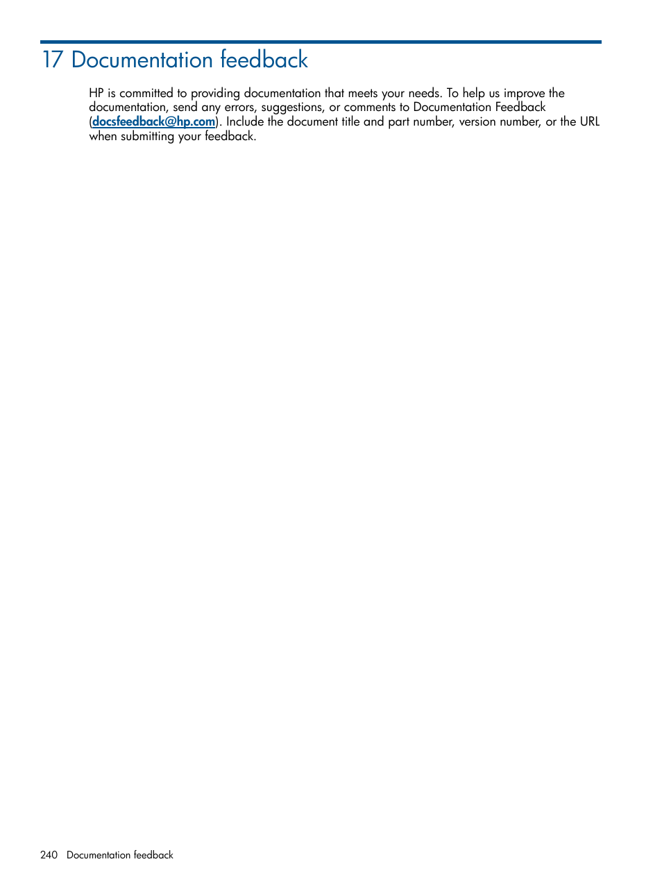 17 documentation feedback | HP 9000 Virtual Library System User Manual | Page 240 / 268