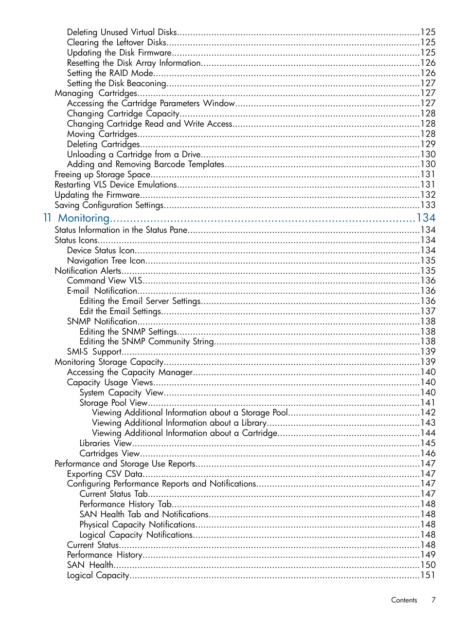 11 monitoring | HP 9000 Virtual Library System User Manual | Page 7 / 268