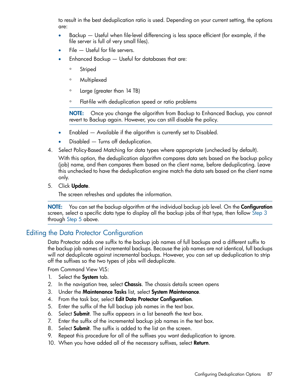 Editing the data protector configuration | HP 9000 Virtual Library System User Manual | Page 87 / 268