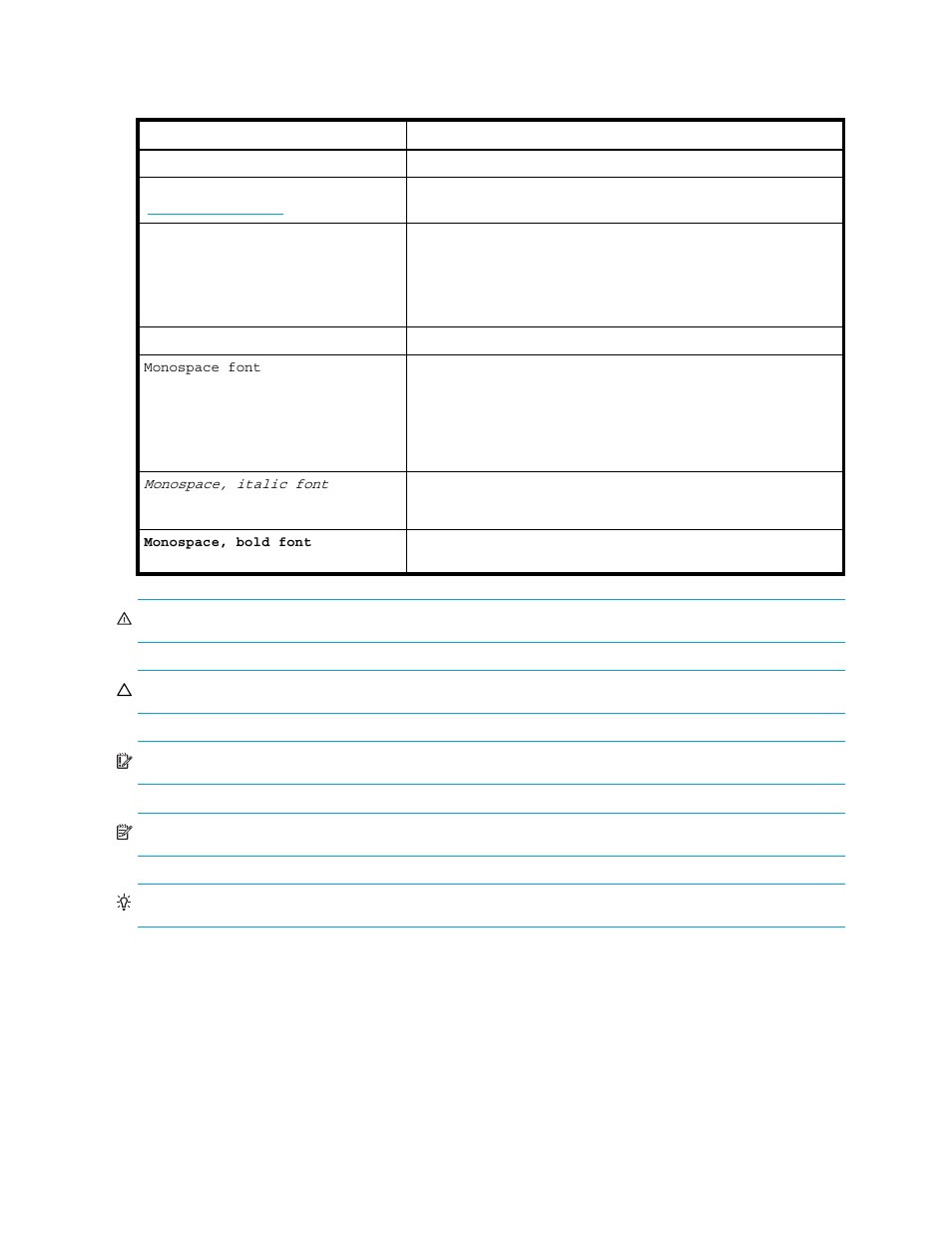 Document conventions and symbols, 1 document conventions | HP P2000 G3 MSA Array Systems User Manual | Page 12 / 86