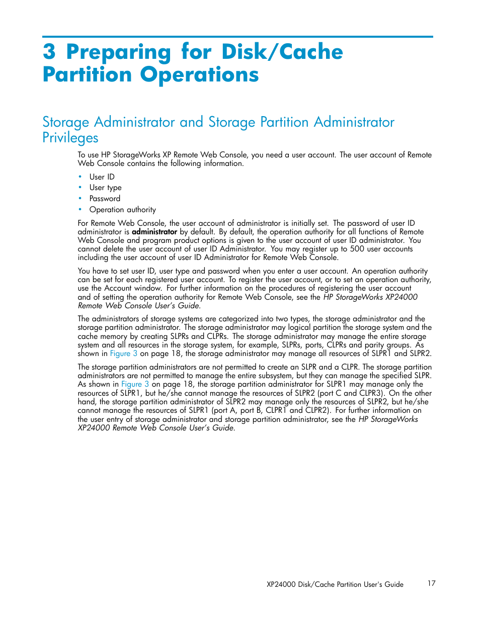 3 preparing for disk/cache partition operations | HP StorageWorks XP Remote Web Console Software User Manual | Page 17 / 43