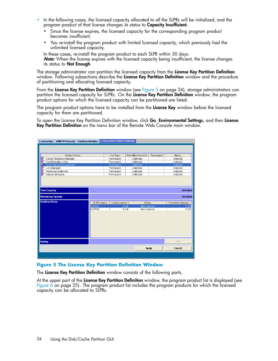 5 the license key partition deﬁnition window | HP StorageWorks XP Remote Web Console Software User Manual | Page 24 / 43