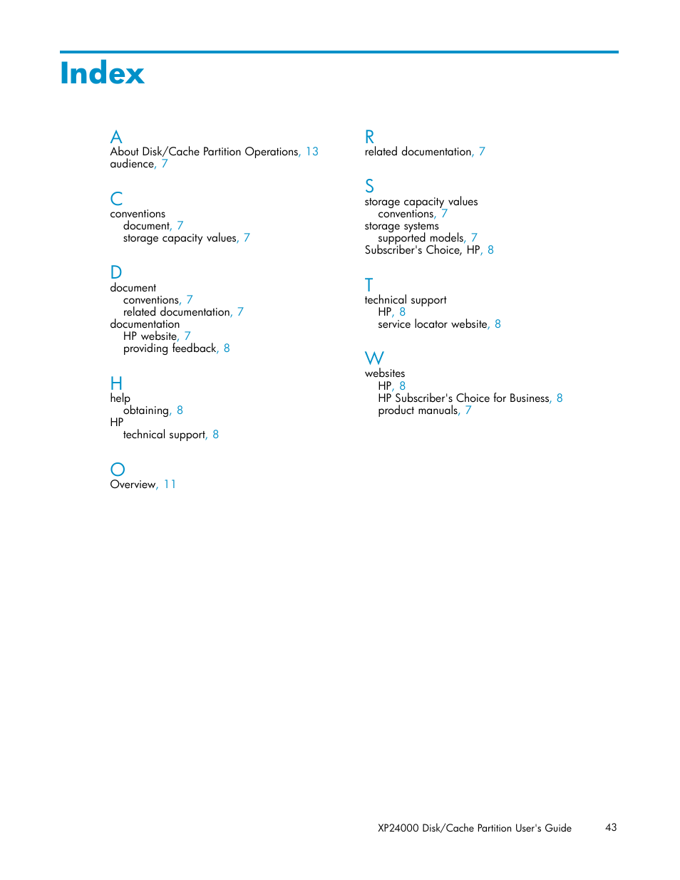 Index | HP StorageWorks XP Remote Web Console Software User Manual | Page 43 / 43