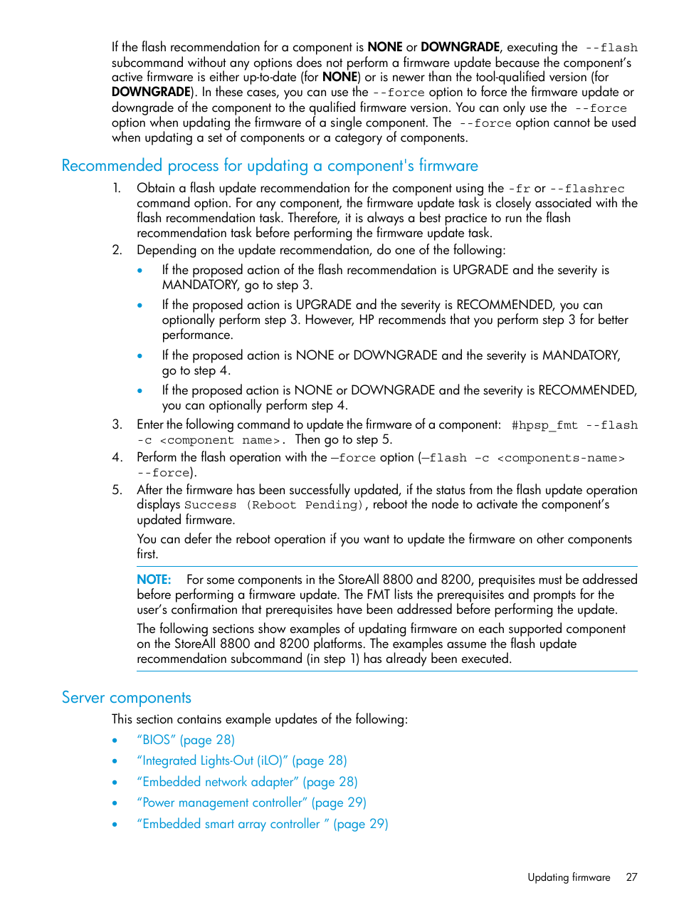 Server components | HP StoreAll Storage User Manual | Page 27 / 93